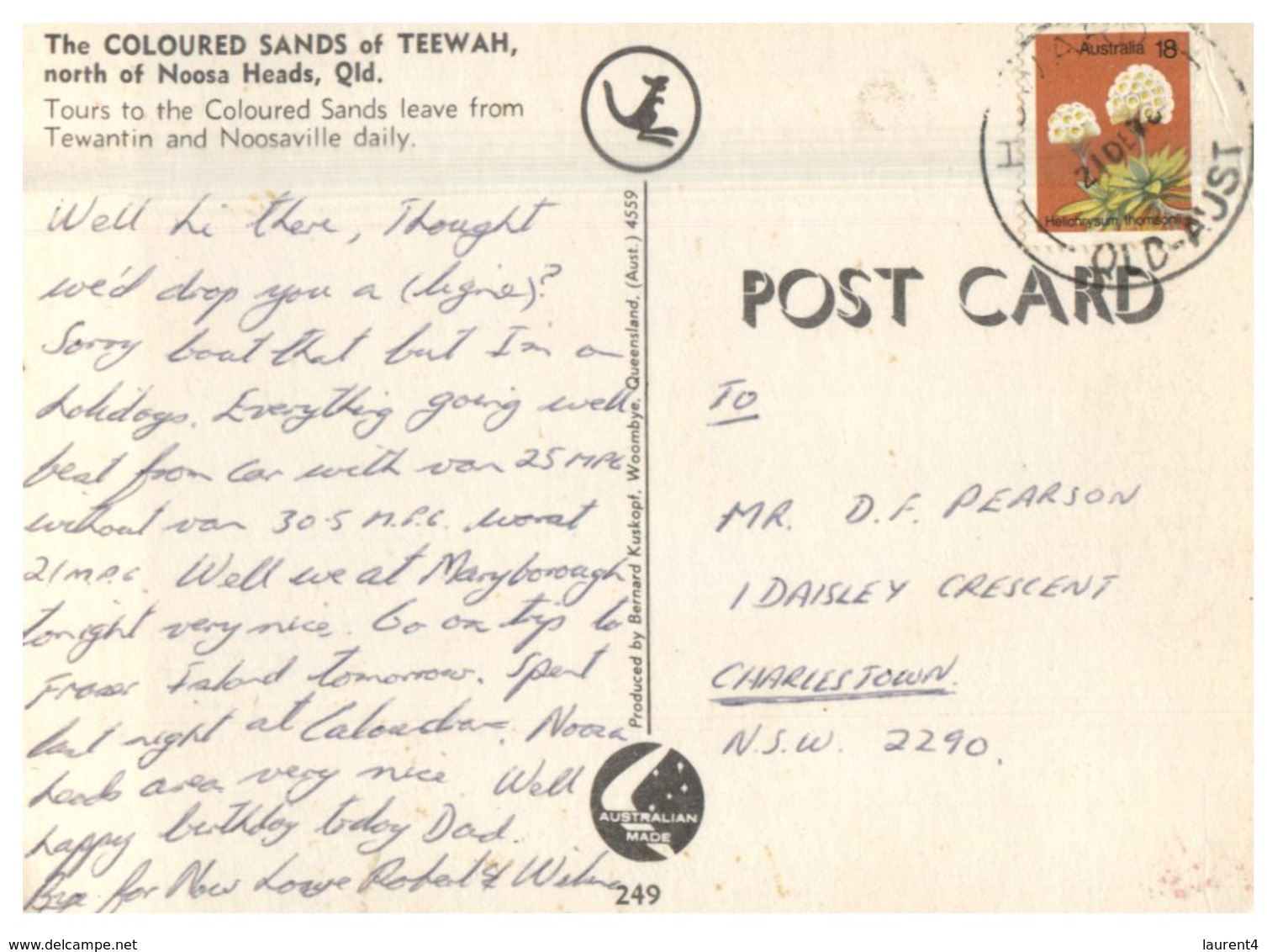 (400) Australia - (with Stamp At Back Of Postcard) QLD - Teewah Coloured Sands (1960's) - Sunshine Coast