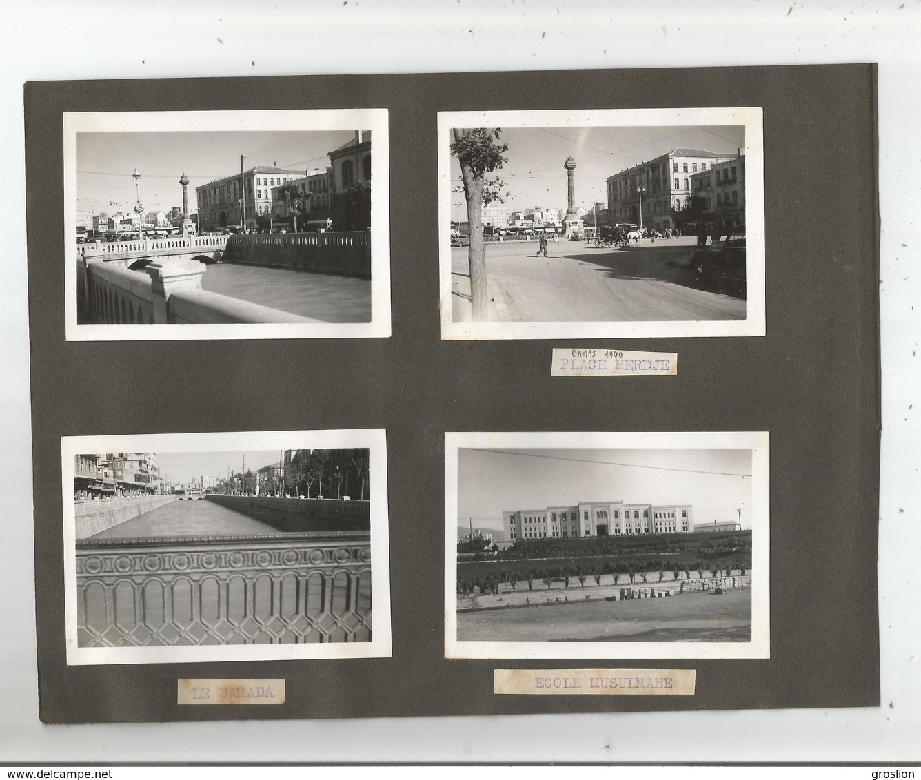 DAMAS SYRIE 1940 (6 PHOTOS TIREES D'UN ALBUM) DAMAS CENTRE PLACE MERDJE BARADA ECOLE MUSULMANE ET MILITAIRES FRANCAIS - Lieux