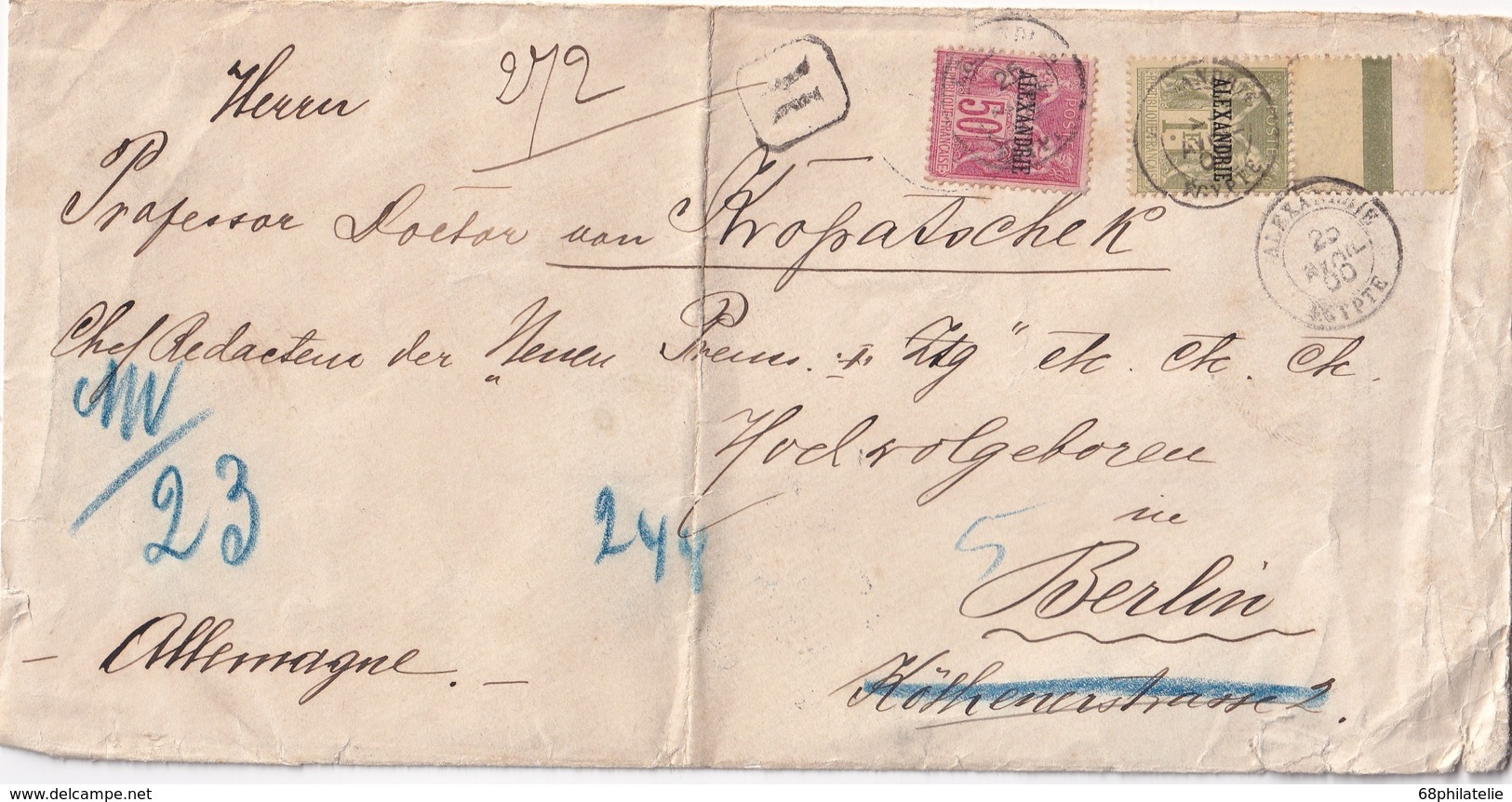 ALEXANDRIE 1900 LETTRE POUR BERLIN - Lettres & Documents