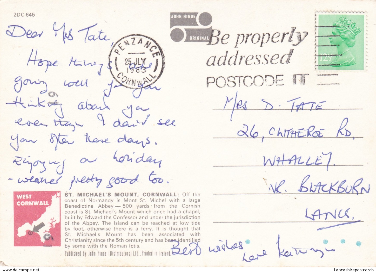 Postcard St Michael's Mount Cornwall  [ John Hinde ] My Ref  B22831 - St Michael's Mount