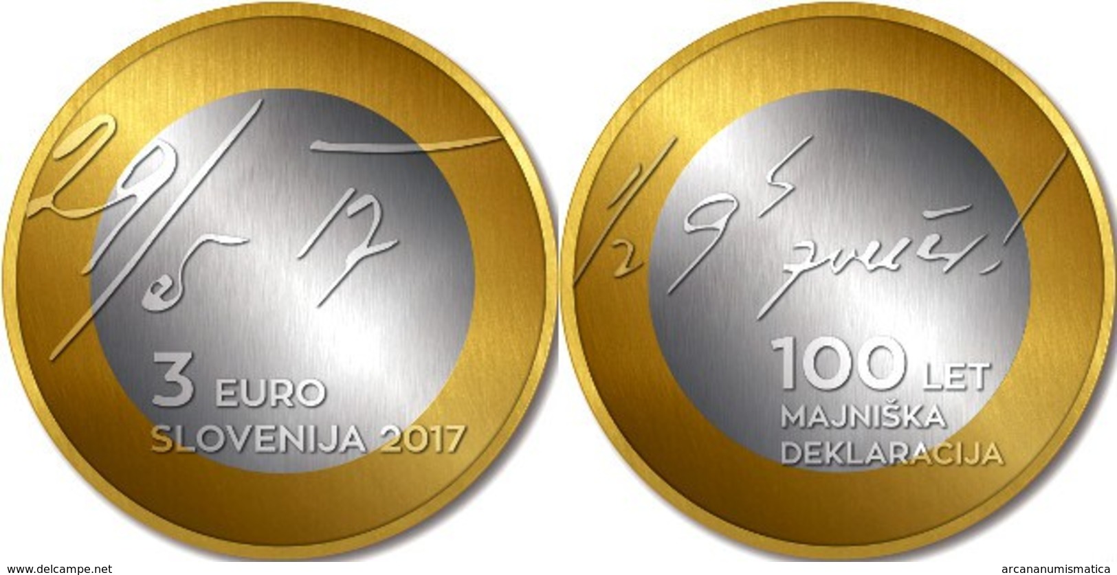 ESLOVENIA  3€ 2.017  2017  BIMETALICA "CENTENARIO DE LA DECLARACION DE MAYO"  SC/UNC T-DL-12.207 - Eslovenia