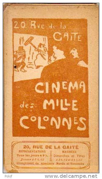 Programme Cinema Des Milles Colonnes - 20 Rue De La Gaite (13 Films)  - (28050) - Programmes