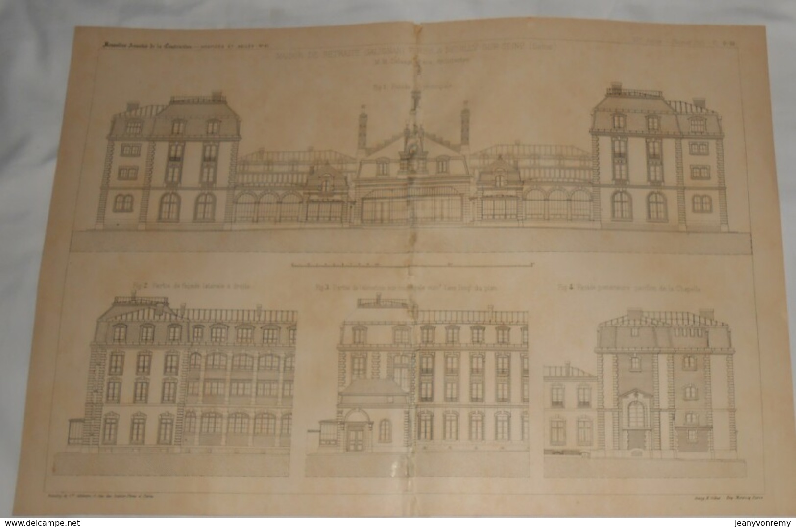 Plan De La Maison De Retraite Galignani Frères à Neuilly Sur Seine M. M. Delaage Et Véra, Architectes.1891. - Travaux Publics