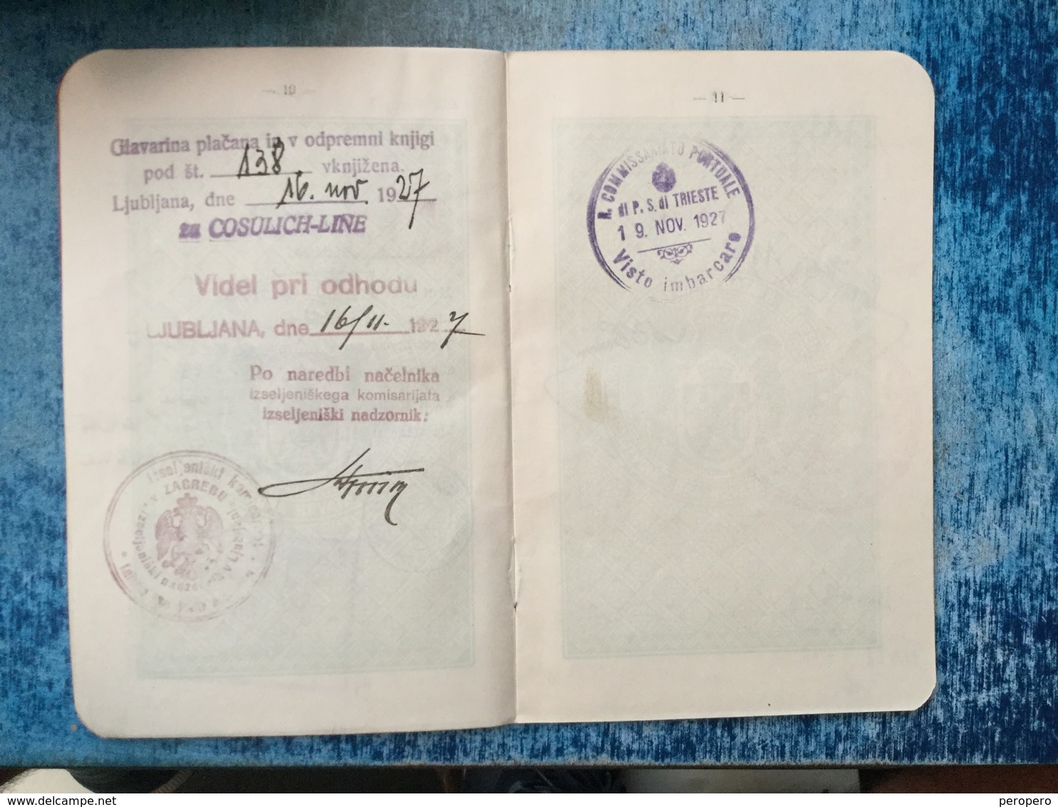 PASSPORT   REISEPASS  PASSAPORTO  KINDOM OF YUGOSLAVIA  1927.