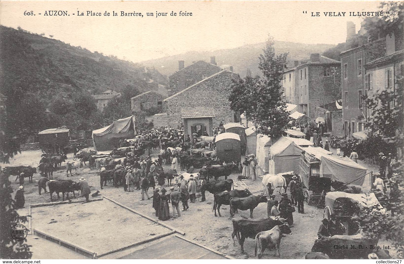 43-AUZON- LA PLACE DE LA BARRERE, UN JOUR DE FOIRE - Autres & Non Classés