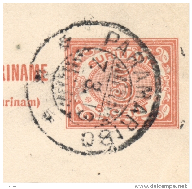 Suriname - 1913 - 5(+5) Cent Cijfer, Briefkaart G18V Echt Gebruikt Van KB Paramaribo Naar Soest/1 / Nederland - Suriname ... - 1975