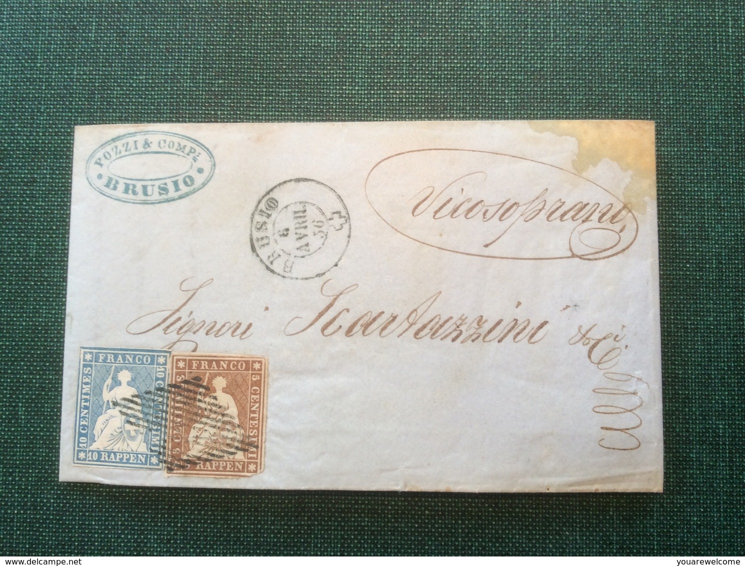 Strubel Brief „BRUSIO 1856“ (Graubünden GR) > Vicosoprano (Schweiz Cover - Briefe U. Dokumente