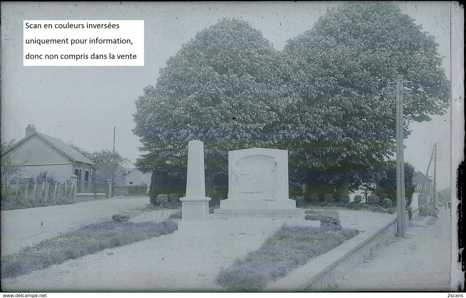 Dépt 80 - FRIVILLE-ESCARBOTIN - PLAQUE De VERRE (négatif Photo Noir & Blanc, Cliché R. Lelong) - Monument Morts - Belloy - Friville Escarbotin