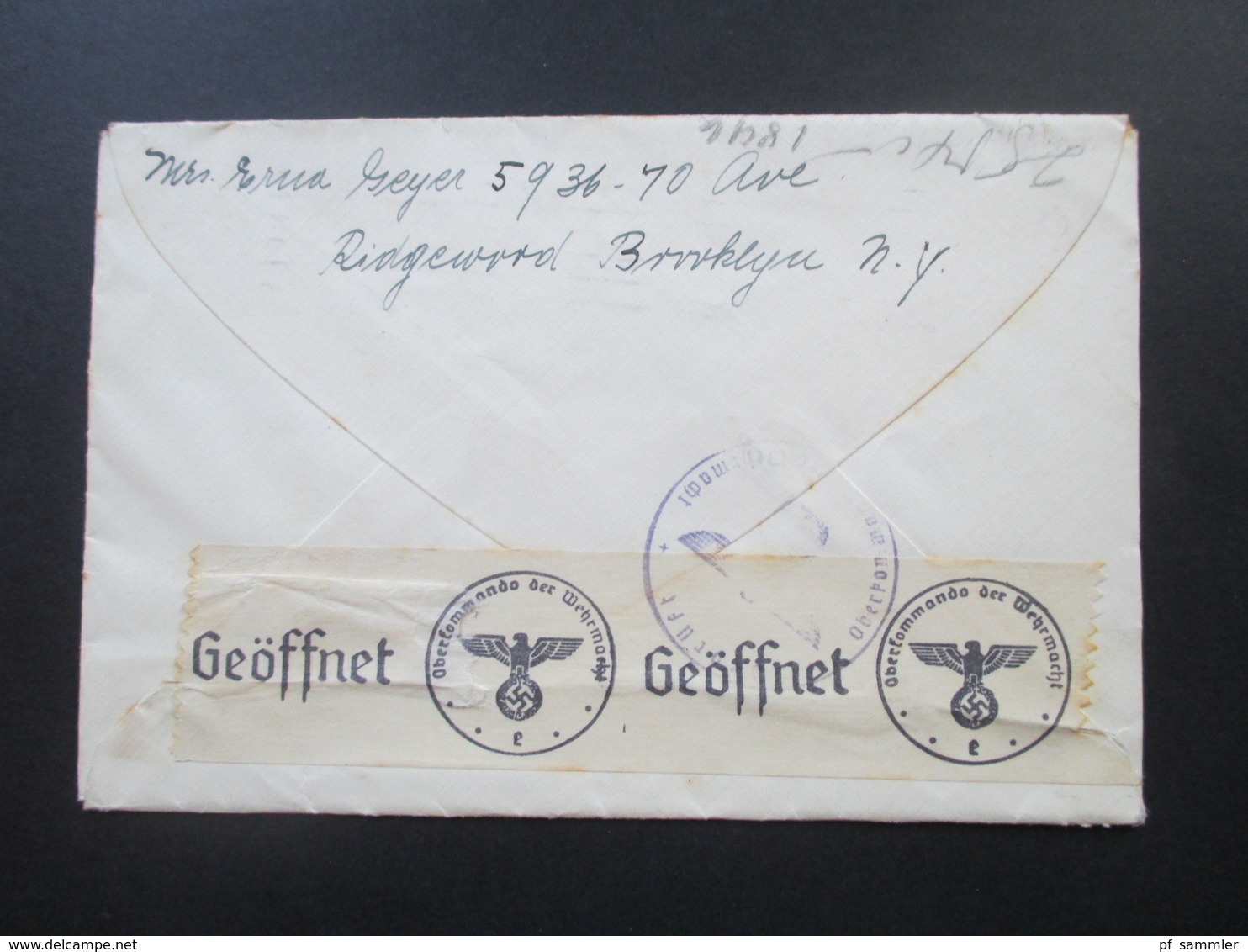 USA 1940 / 41 2 Belege nach Pennewitz Post Königsee mit OKW Zensur / 1x via SS Excalibur. Zensur / Schiffspost