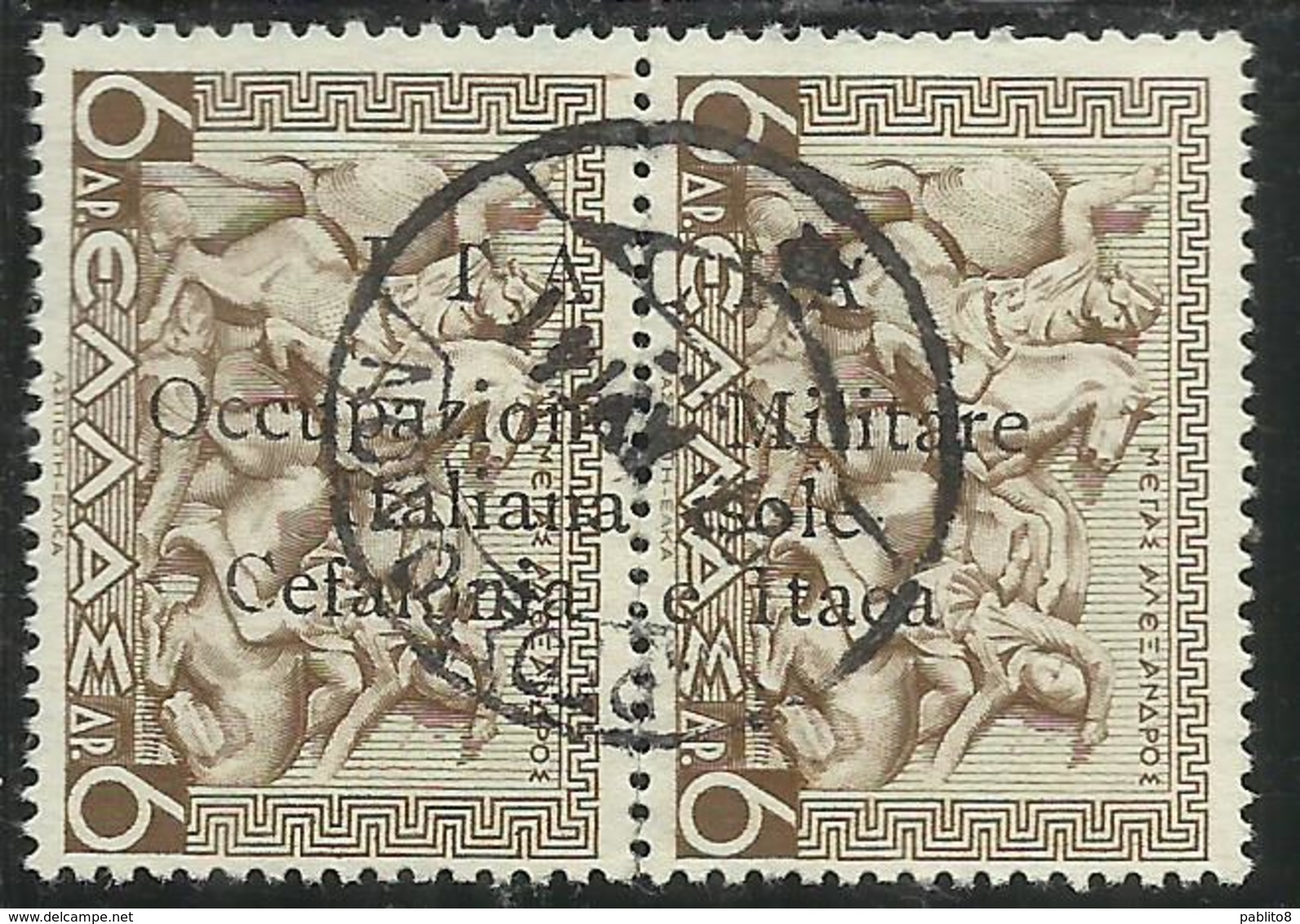 CEFALONIA E ITACA  1941 MITOLOGICA DRACME 6 + 6d USATO USED OBLITERE' - Cefalonia & Itaca