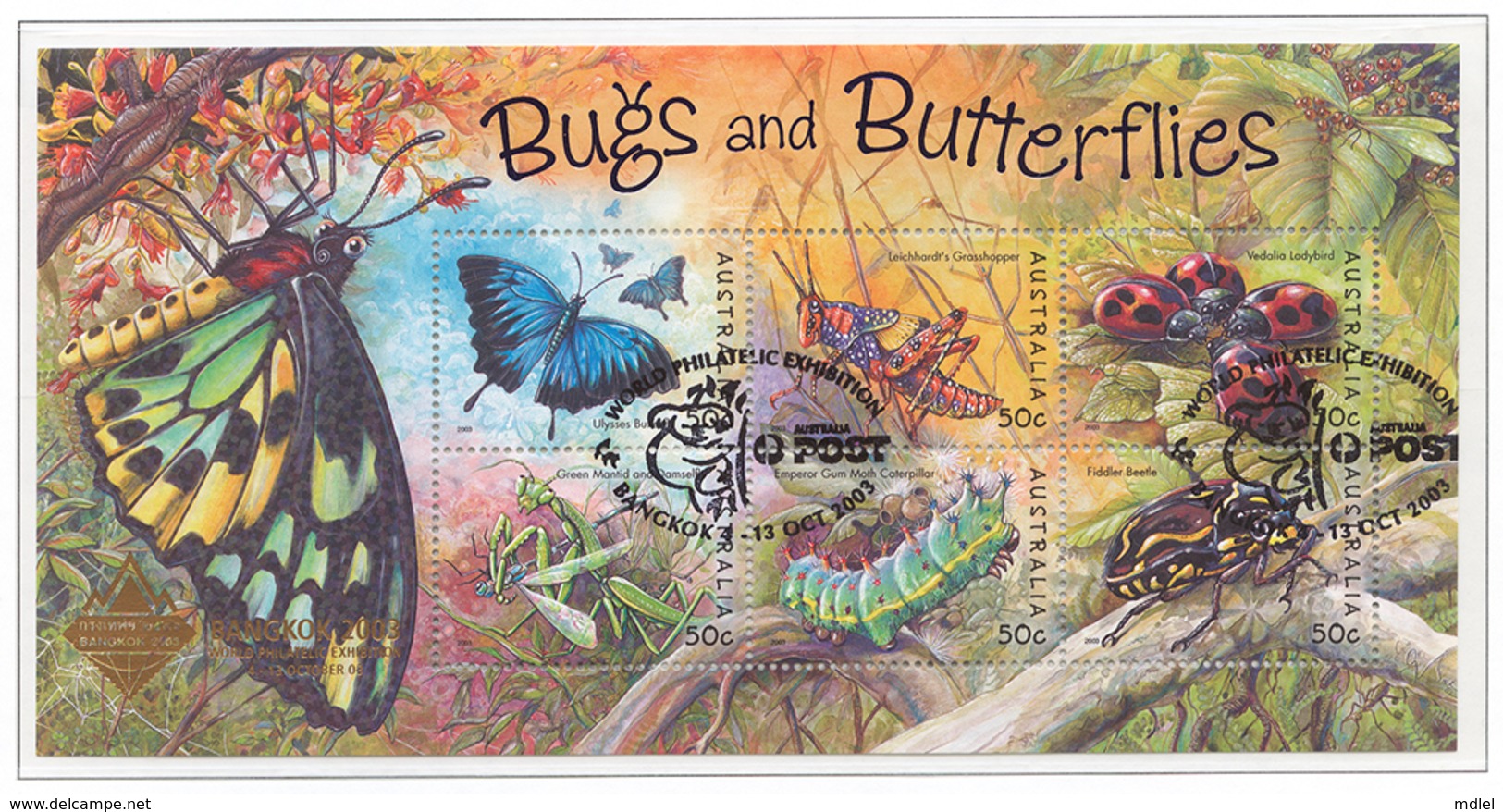 Australia 2003 Mi# Bl.50I (CTO) INSECTS, BANGKOK 2003 PHILATELIC EXHIBITION OVERPRINT - Used Stamps