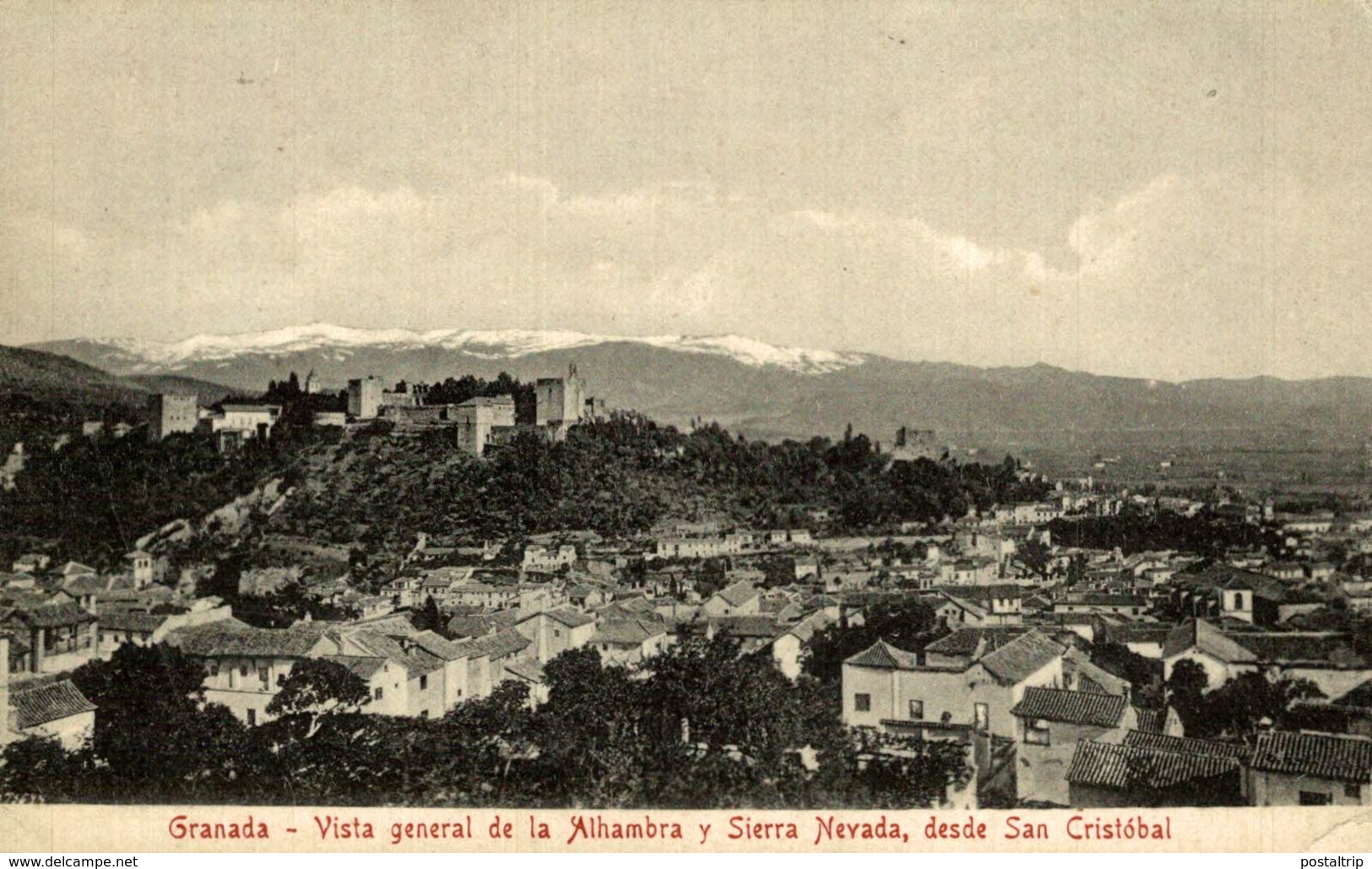 GRANADA VISTA GENERAL DE LA ALHAMBRA Y SIERRA NEVADA DESDE SAN CRISTOBAL - Granada