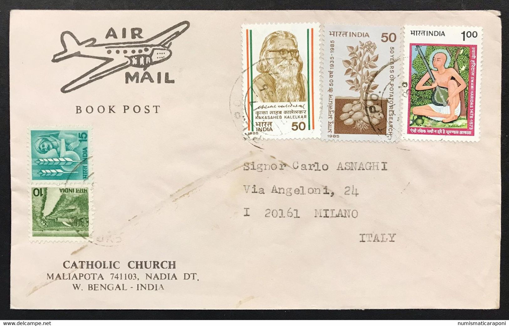 India Lotto 21 Esemplari Posta Aerea Air Mail Con Commemorativi Anni 80-90 Su Busta Cod.bu.011 - Storia Postale