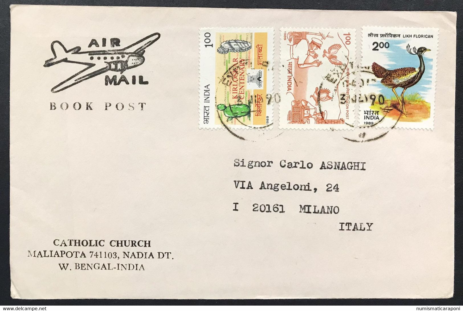 india lotto 21 esemplari posta aerea air mail con commemorativi anni 80-90 su busta cod.bu.011