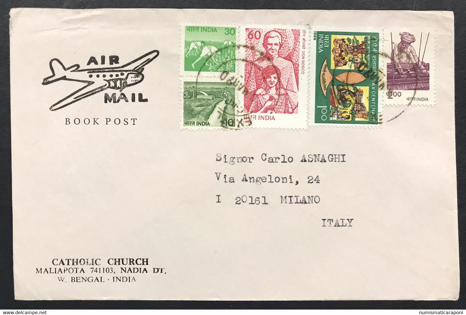 india lotto 21 esemplari posta aerea air mail con commemorativi anni 80-90 su busta cod.bu.011