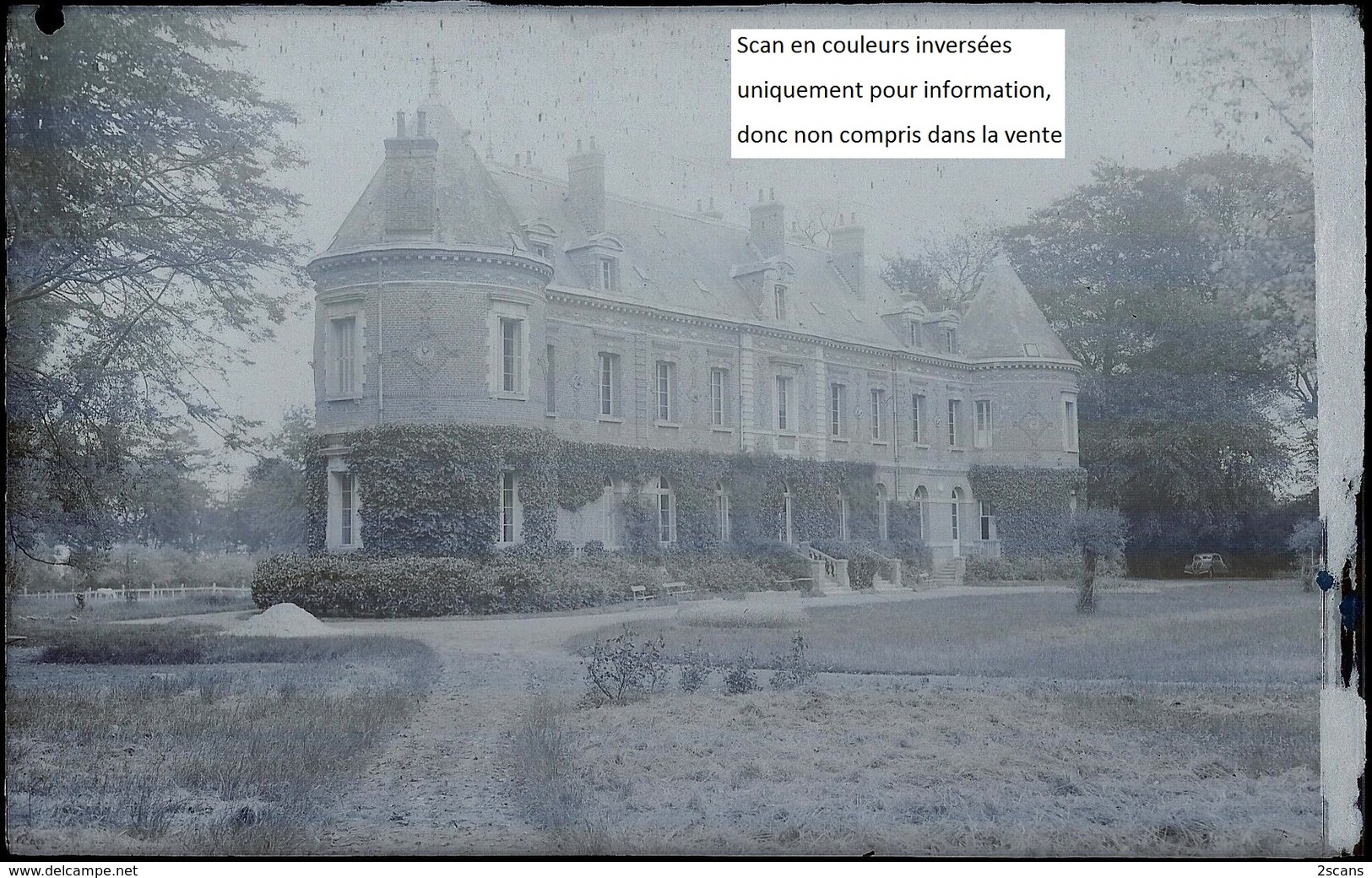 Dépt 80 - FRIVILLE-ESCARBOTIN - PLAQUE De VERRE (négatif Photo Noir & Blanc, Cliché R. Lelong) - Château De Belloy / Mer - Friville Escarbotin