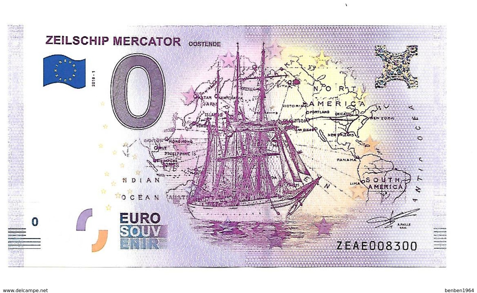 BELGIQUE   ZEILSCHIP  MERCATOR  (billet 0 Euro) - Autres & Non Classés