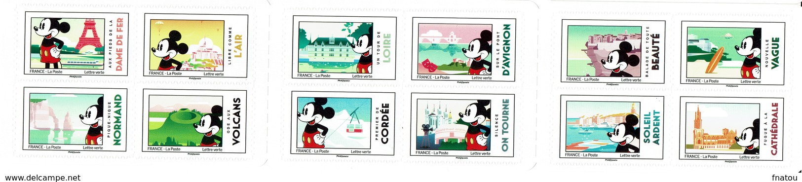 France, Mickey Mouse In France, Superb Booklet Of 12, 2018, MNH VF - Unused Stamps