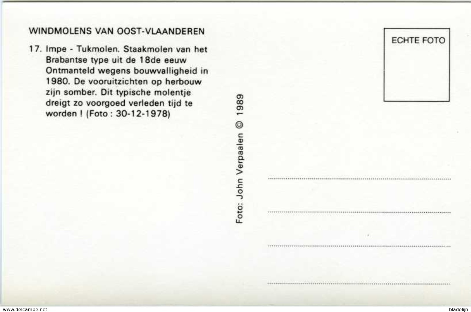 IMPE Bij Lede (O.Vl.) - Molen/moulin - Historische Opname Van De Gewezen Tukmolen Met Bakhuisje In 1978. TOP !! - Lede