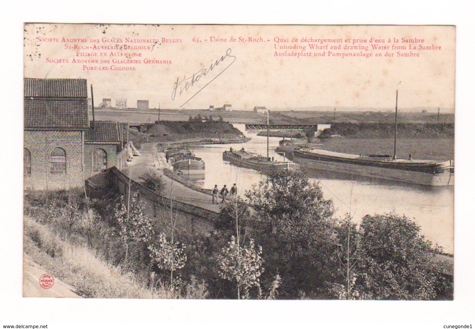 CPA AUVELAIS - Usine De St-Roch - Quai De Déchargement Et Prise D'eau à La Sambre - Circ. En 1907 - Sambreville