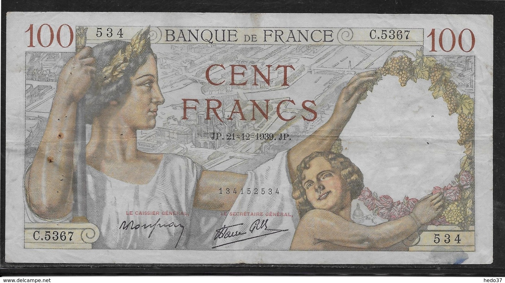 France - 100 Francs Sully - 21-12-1939 - Fayette N°26-18 - TB - 100 F 1939-1942 ''Sully''