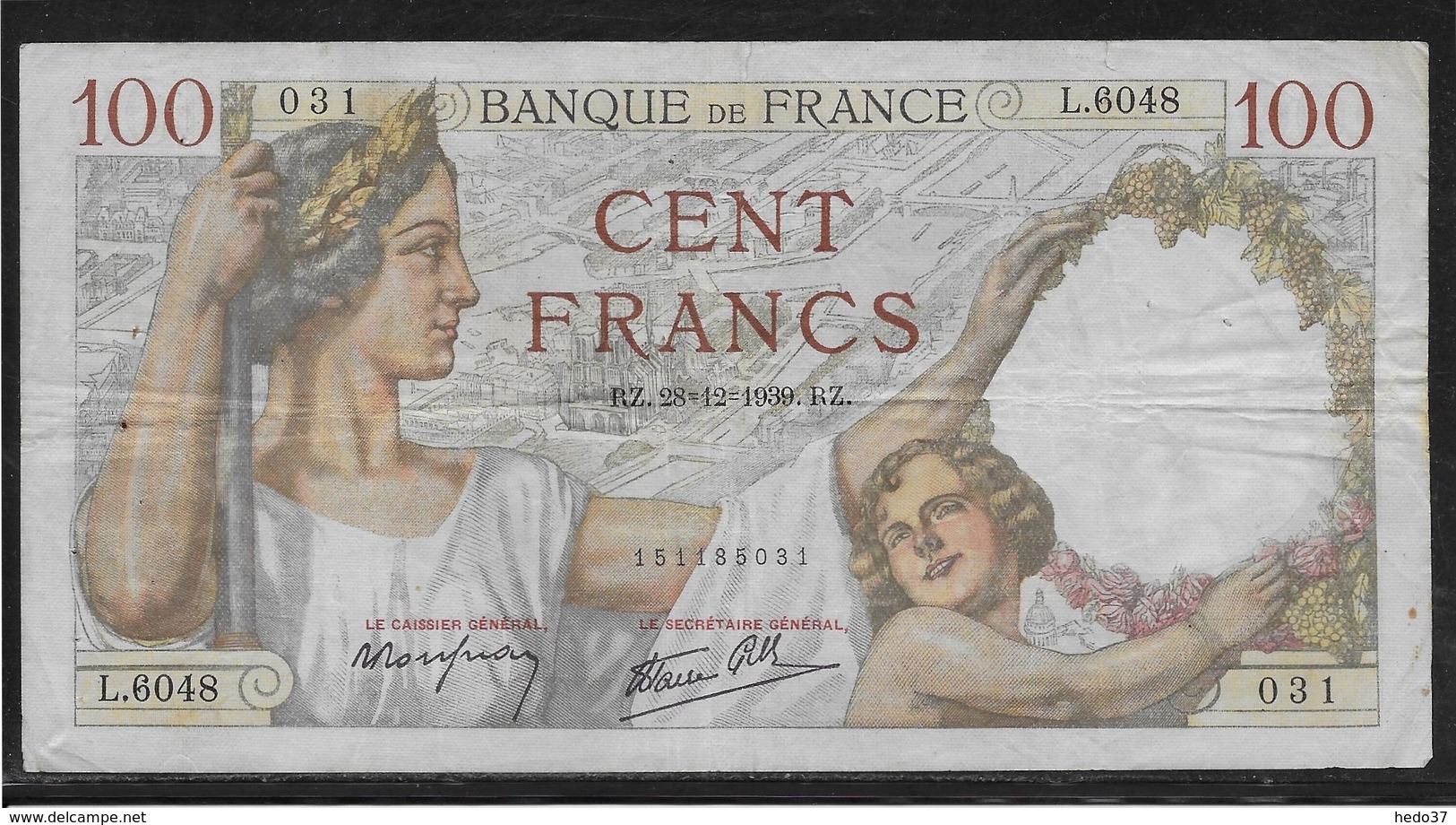 France - 100 Francs Sully - 28-12-1939 - Fayette N°26-19 - TB - 100 F 1939-1942 ''Sully''