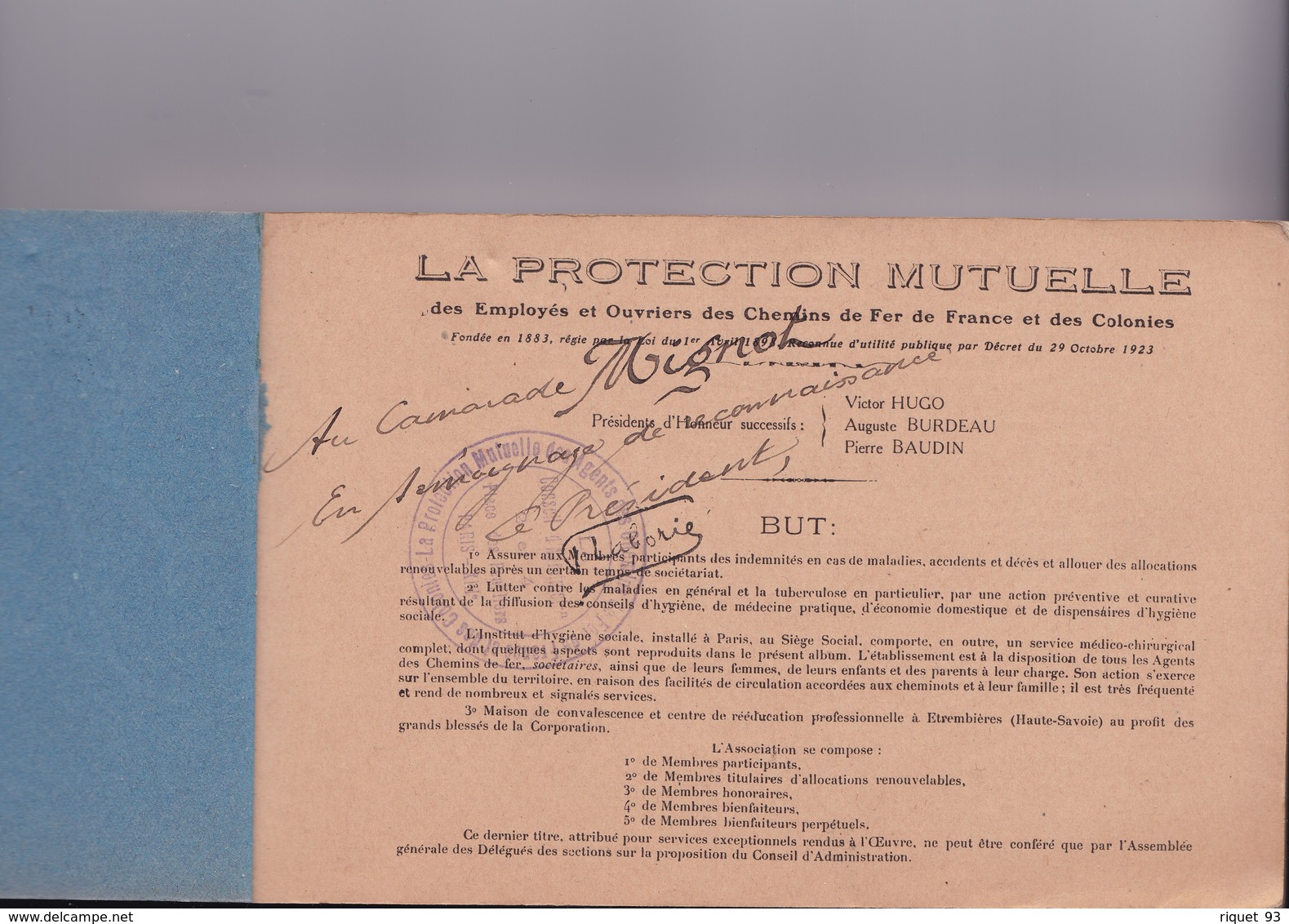 Carnet Dédicacé De "La Protection Mutuelle Des Chemins De Fer" (190mm X112mm) Relié De 30 Vues Sépia (165mm X112mm) - Non Classés