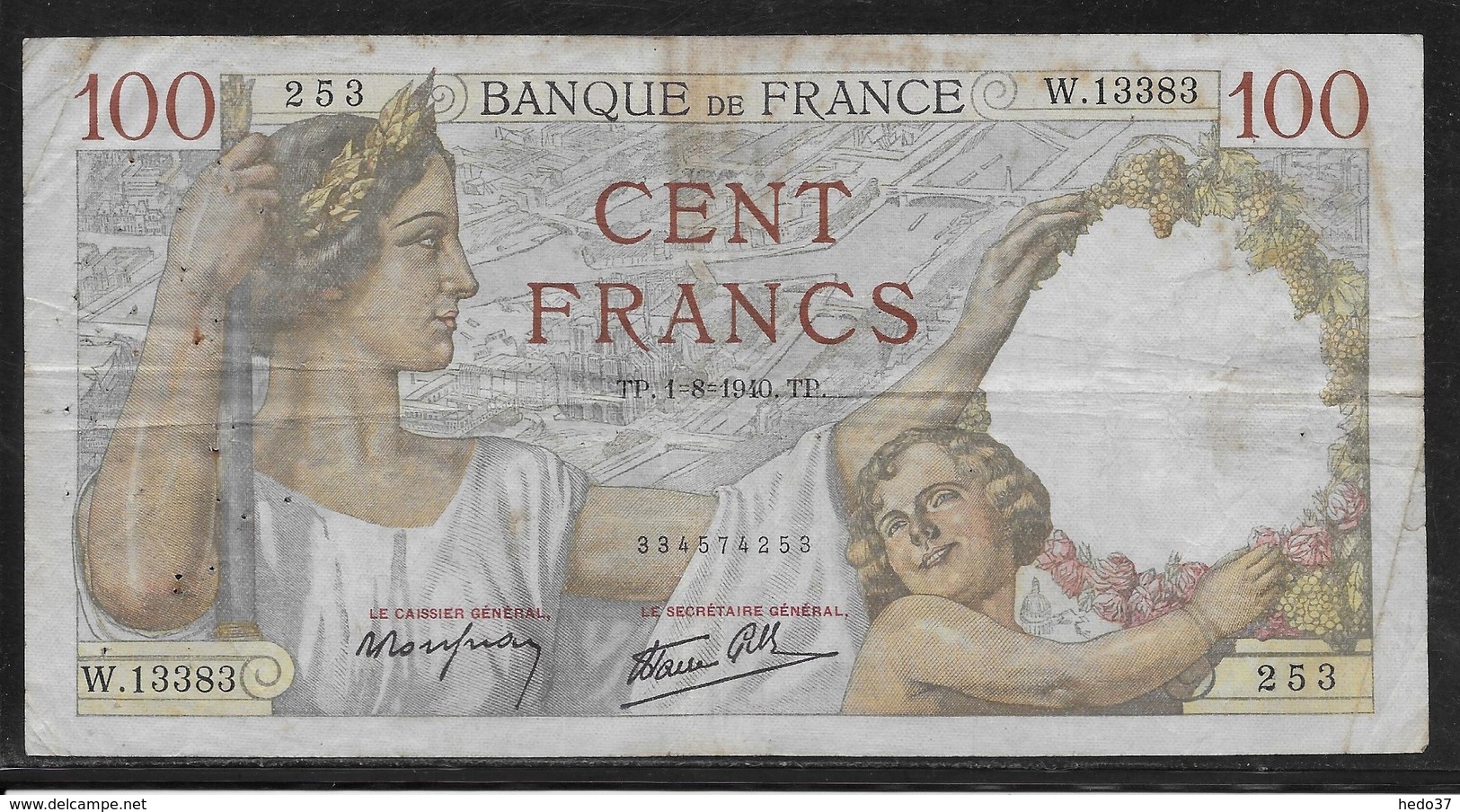 France - 100 Francs Sully - 1-8-1940 - Fayette N°26-34 - TB - 100 F 1939-1942 ''Sully''