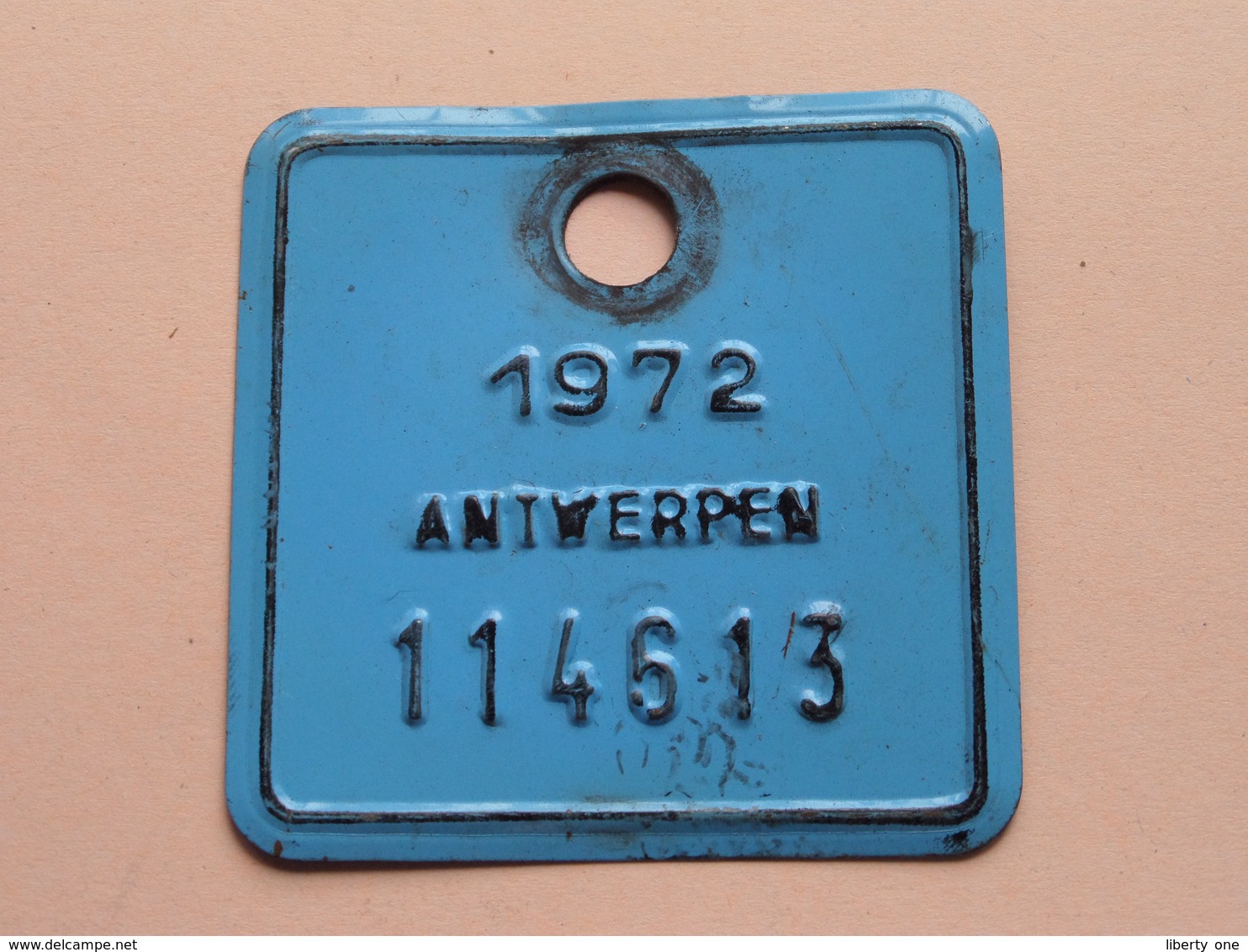 FIETSPLAAT / PLAQUE Vélo ( Antwerpen Nr. 114613 ) Anno 1972 ( België ) ! - Nummerplaten