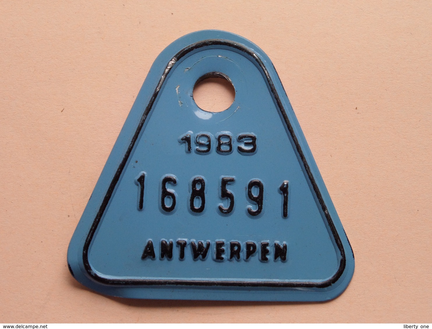 FIETSPLAAT / PLAQUE Vélo ( Antwerpen Nr. 168591 ) Anno 1983 ( België ) ! - Kennzeichen & Nummernschilder