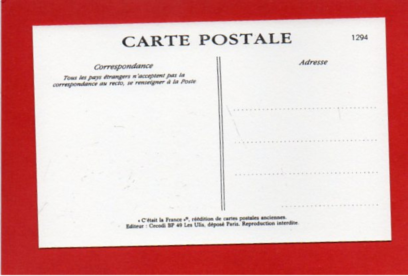 U3// 45 LOIRET Service Postal En Voiture à Chien  / NON  écrite C'ETAIT LA FRANCE Ed CECODI Lire Description - Autres & Non Classés
