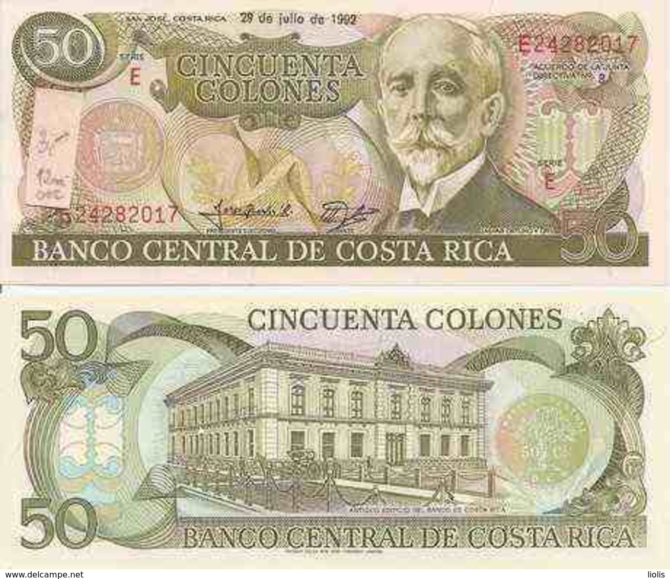 Costa Rica  P-257  50 Colones  1992  UNC - Costa Rica