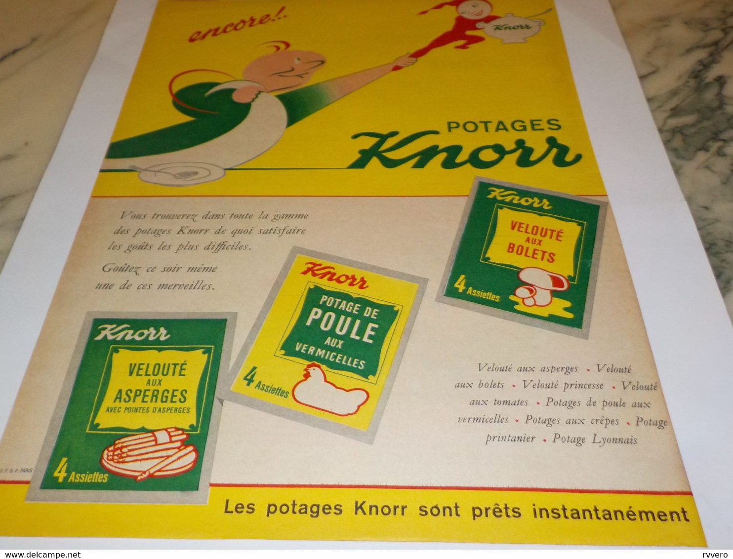 ANCIENNE PUBLICITE BOUILLION DE POULE  DE KNORR 1955 - Autres & Non Classés