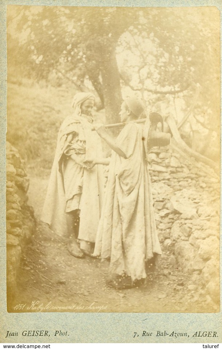 ALGERIE -  Paysans Kabyles Dans La Montagne  - Carte CABINET - Photographe Jean GEISER - Circa 1880 - Afrique