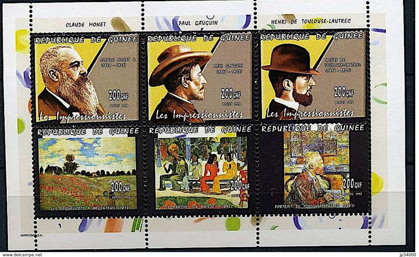 GUINEE TABLEAUX/PAINTING, IMPRESSIONNISTES - Yvert N° 1506/11 ** MNH - Impressionisme