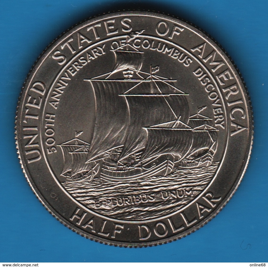 USA HALF 1/2 DOLLAR 1992 D KM# 237  500TH ANNIV. OF COLUMBUS DISCOVERY - Commemorative