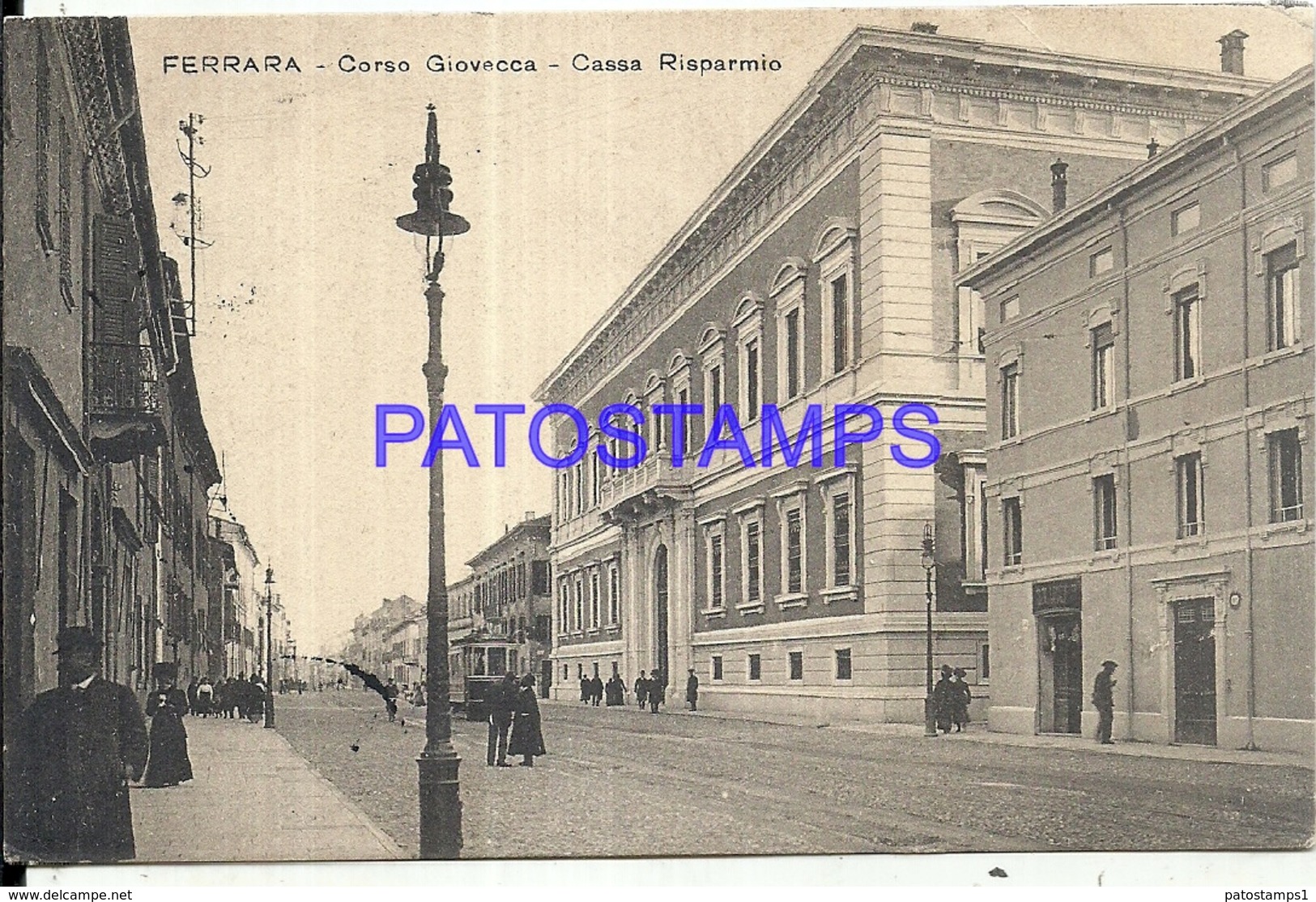 97965 ITALY FERRARA STREET GIOVECCA HOUSE RISPARMIO TRAMWAY CIRCULATED TO ARGENTINA POSTAL POSTCARD - Altri & Non Classificati