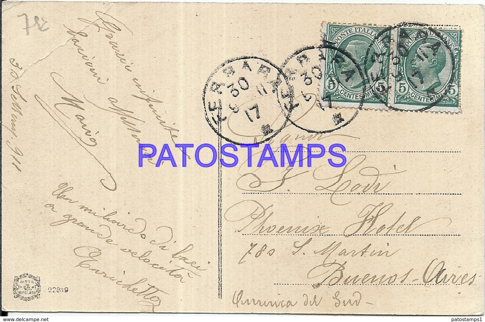 97965 ITALY FERRARA STREET GIOVECCA HOUSE RISPARMIO TRAMWAY CIRCULATED TO ARGENTINA POSTAL POSTCARD - Altri & Non Classificati