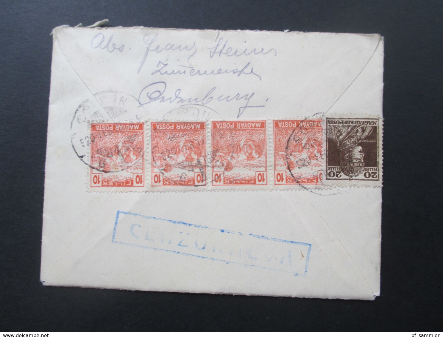 Ungarn 1920 Brief Nach Wien Gesendet Mit Inhalt An Den Ing. Ludwig Patsch. Cenzoralva / Zensurbeleg. Oedenburg - Covers & Documents