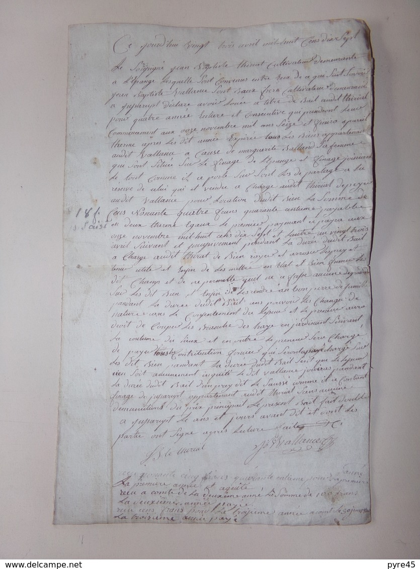 Manuscrit Concernant La Location D'un Bien ?? Situé à Lépange Vosges Du 23 Avril 1817 - Manuscrits