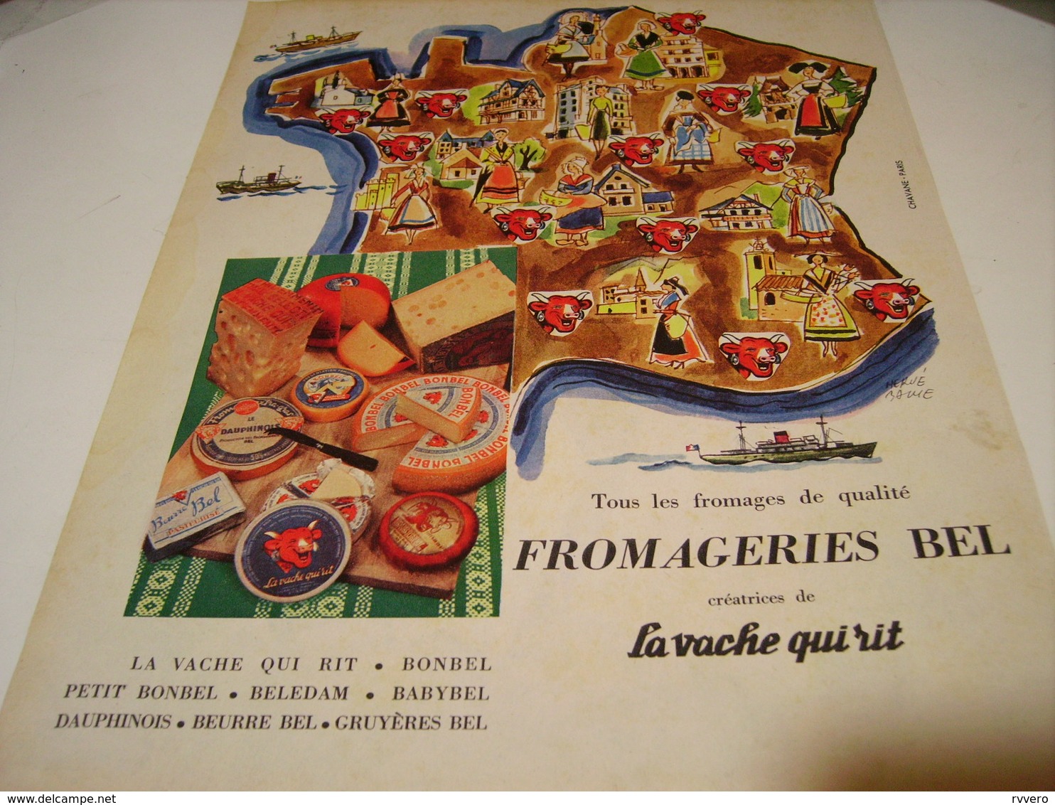 ANCIENNE AFFICHE  PUBLICITE FROMAGERIE BEL 1959 - Posters
