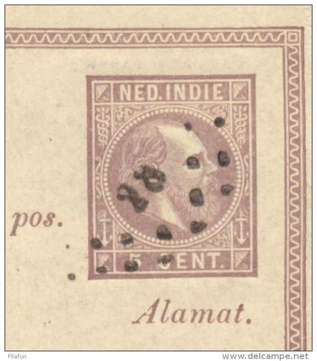 Nederlands Indië - 1884 - 5 Cent Willem III, Briefkaart G1 Met Rondstempel En Puntstempel MAGELANG Naar Soerabaja - Nederlands-Indië