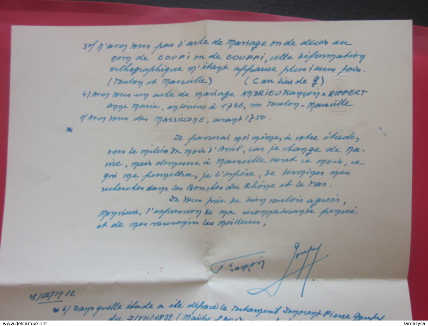 LETTRE FILIGRANE ENTÊTE MANUSCRITE A BORD C/C VILLE D'ORAN-1952-BATEAU FRENCH LINE MESSAGERIE MARITIME ALGÉRIE FRANÇAISE