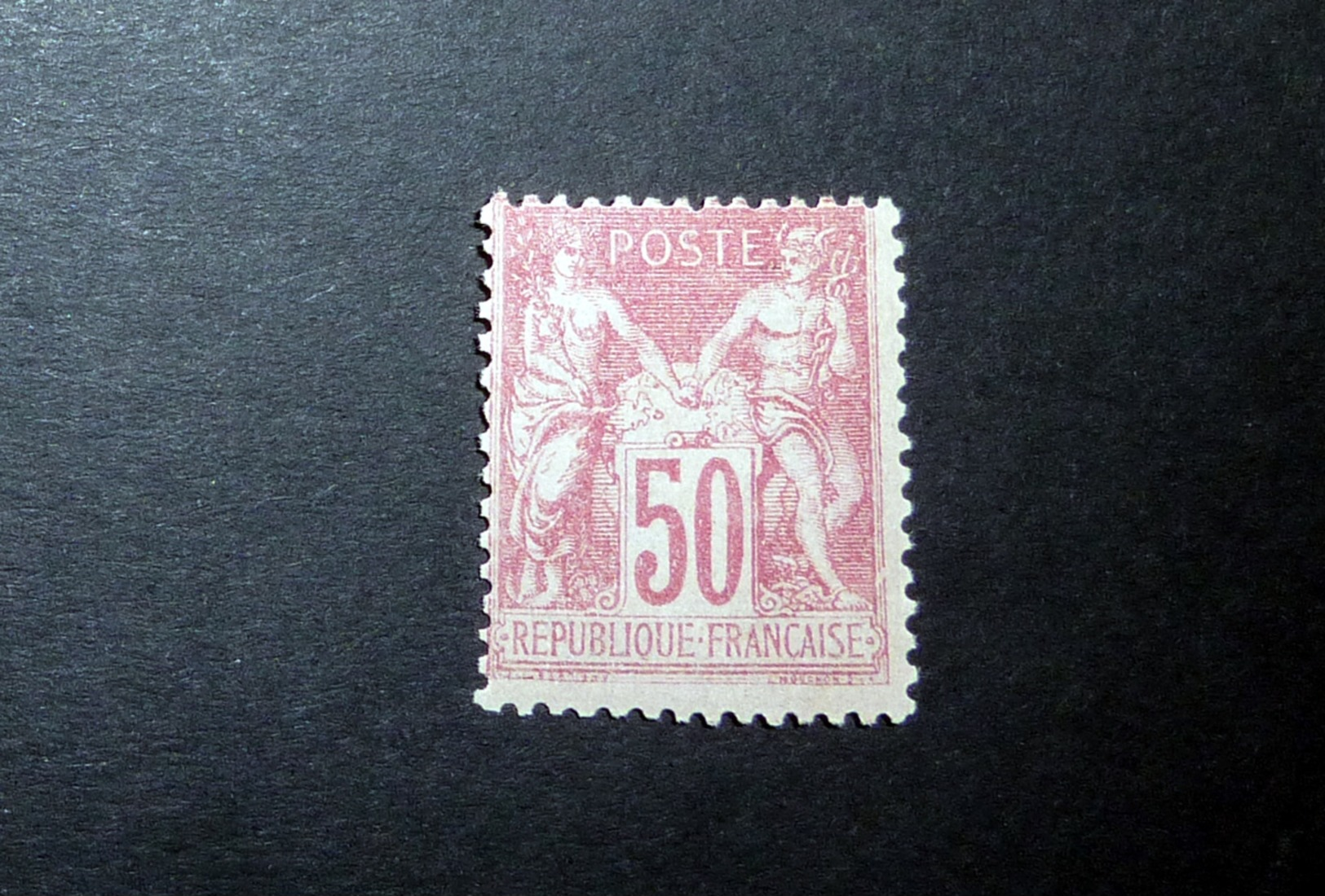 FRANCE 1900 N°104 * (SAGE N/B. 50C ROSE SUR ROSE PÂLE. TYPE III) - 1898-1900 Sage (Type III)