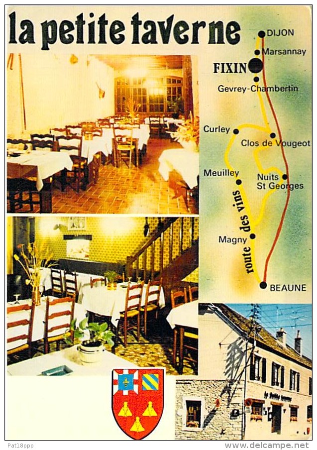 21 - FIXIN Restaurant LA PETITE TAVERNE Carte Géographique Route Des Grands Crus De Bourgogne - CPSM CPM GF - Côte D'Or - Autres & Non Classés