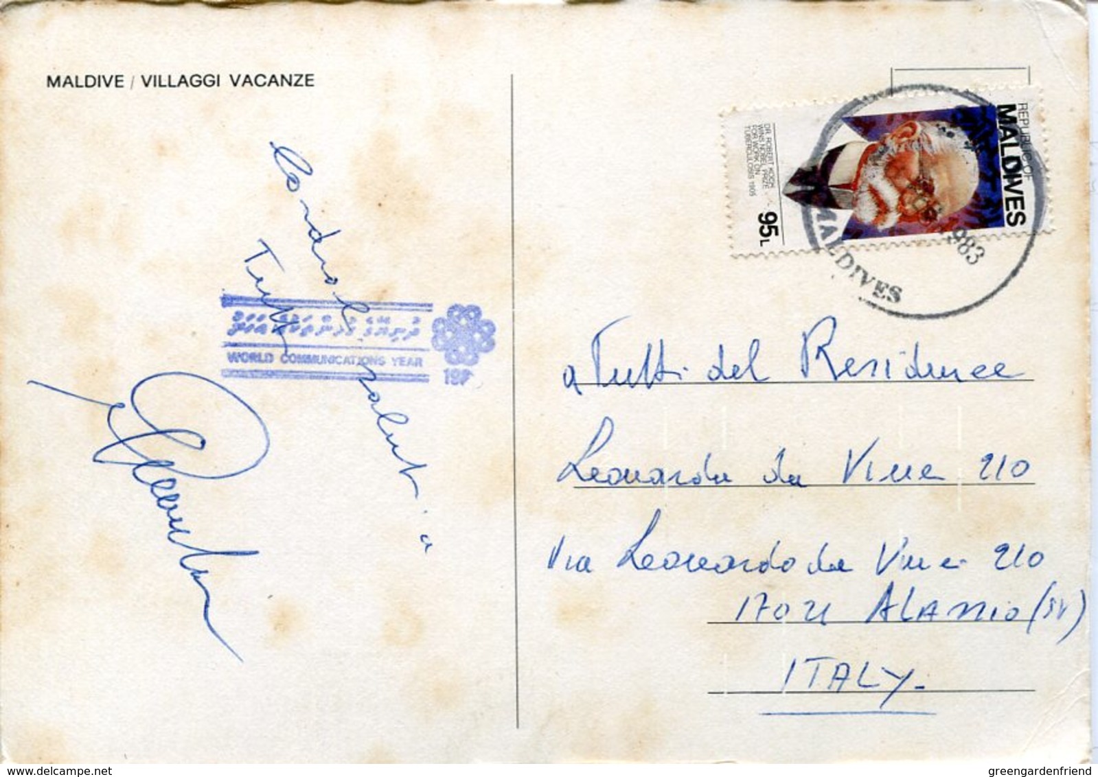 37153 Maldives Island Card Circuled 1983 With Stamp Dr. Robert Koch - Autres & Non Classés