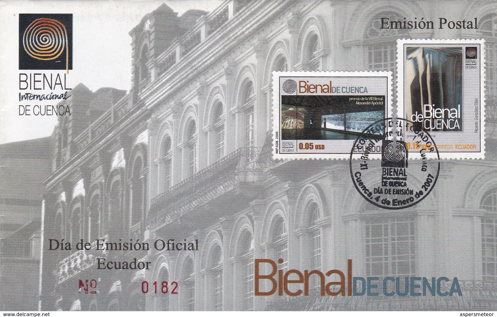 BIENAL INTERNACIONAL DE CUENCA. FDC. ECUADOR 2007. TBE. FULL CONTENT INSIDE- BLEUP - Ecuador