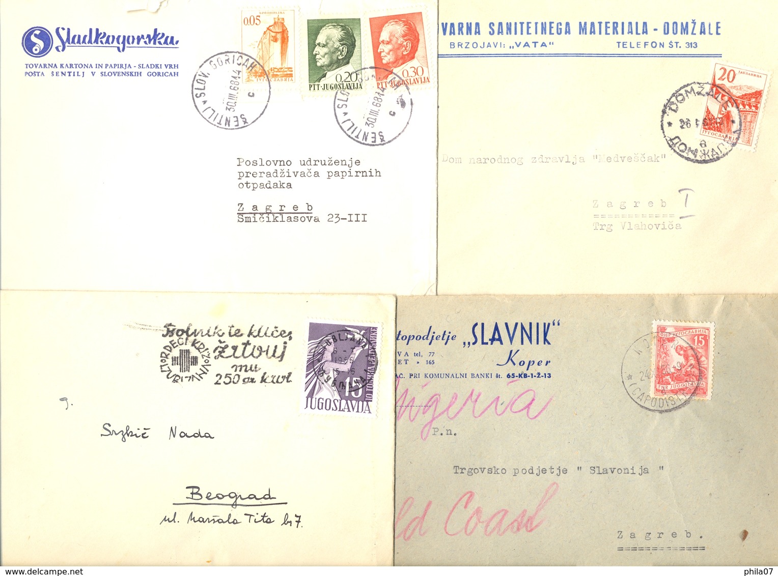Slovenia, Yugoslavia - 4 Letters Sent From Various Slovenia Firms, With Headers On The Envelops. - Slovenia