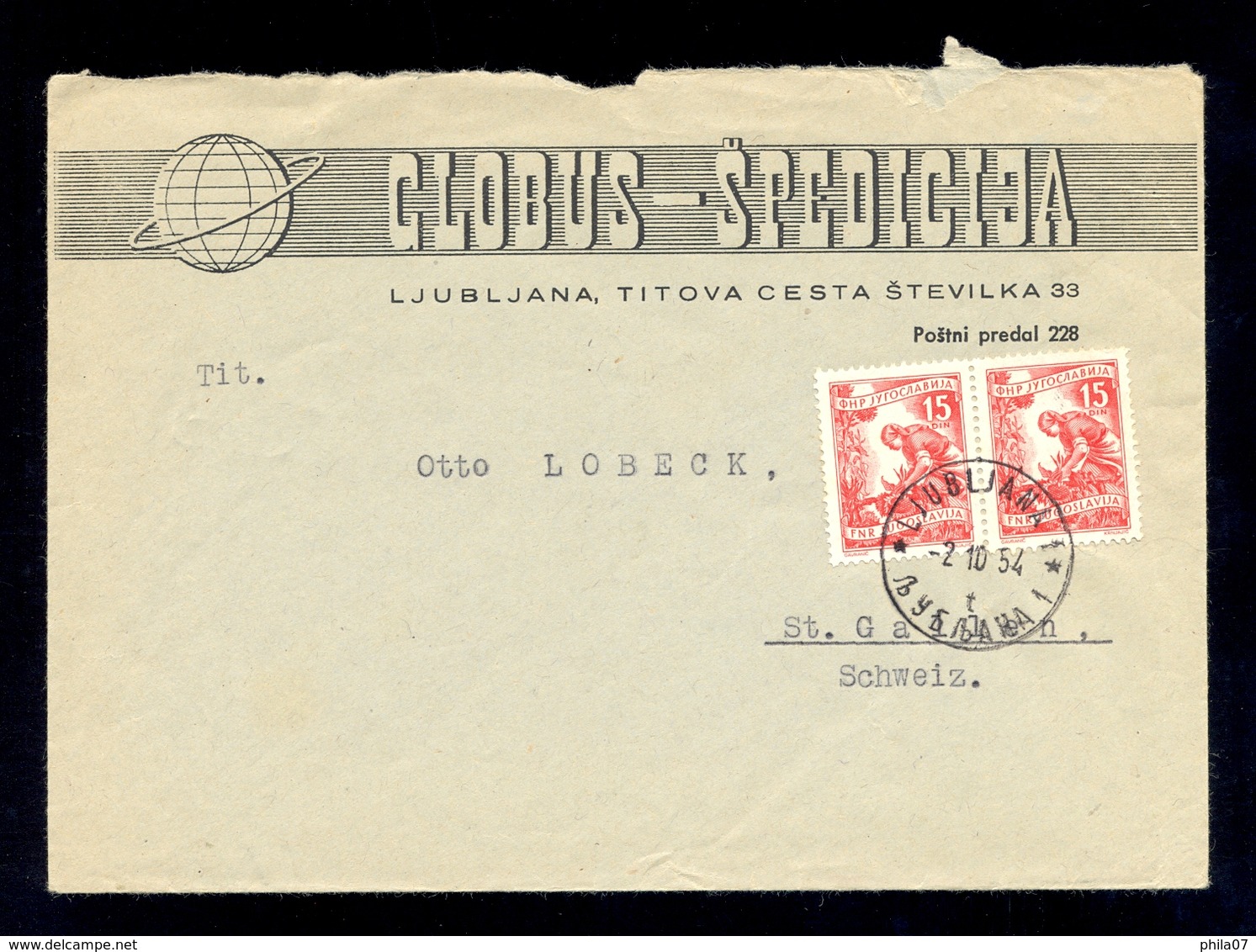 Slovenia, Yugoslavia - 4 envelopes with the various headers of firms from Ljubljana.