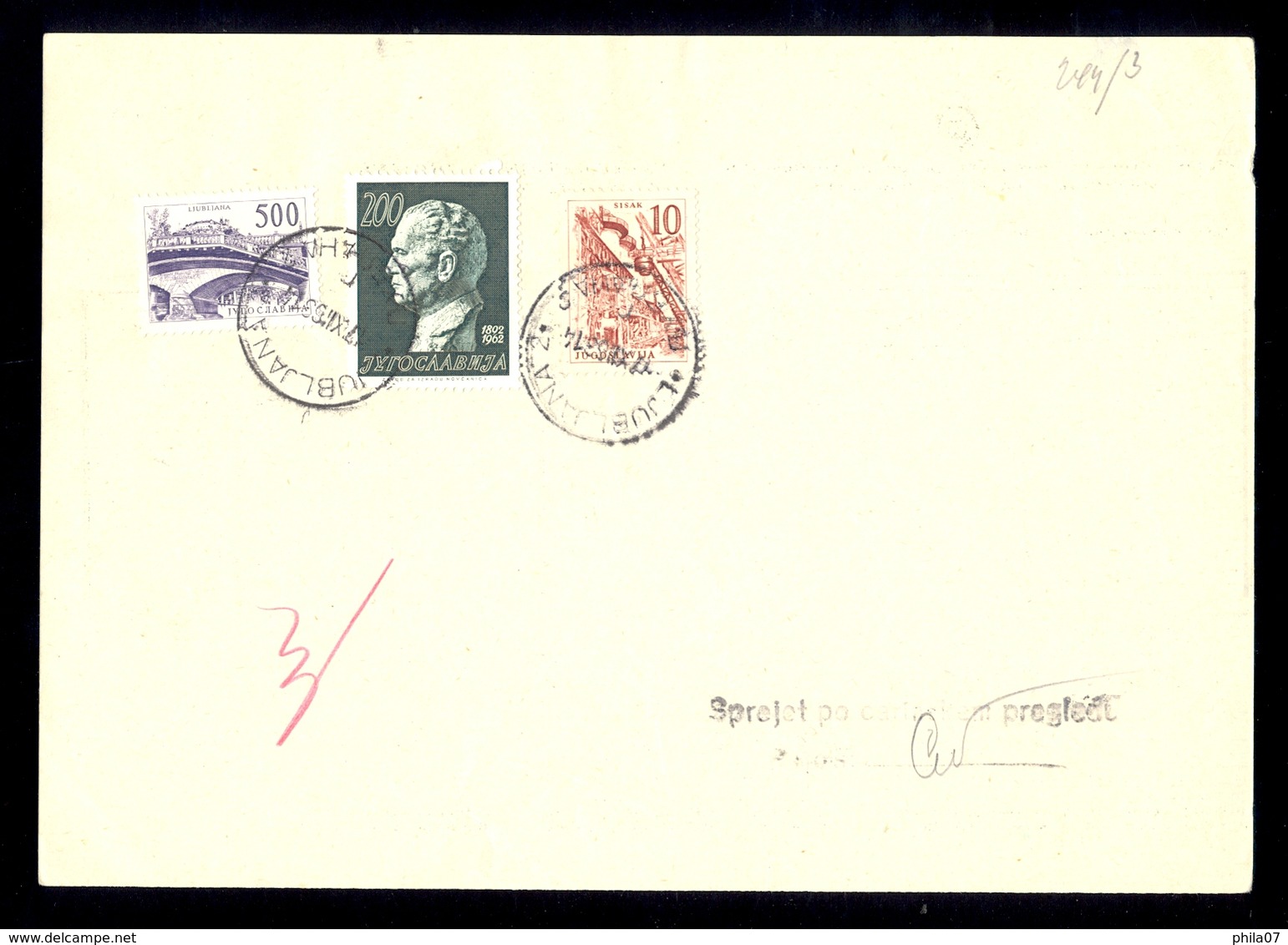 Slovenia, Yugoslavia - parcel cards received to the postal office Kranj, Skofja Loka and Ljubljana. High and rare franki